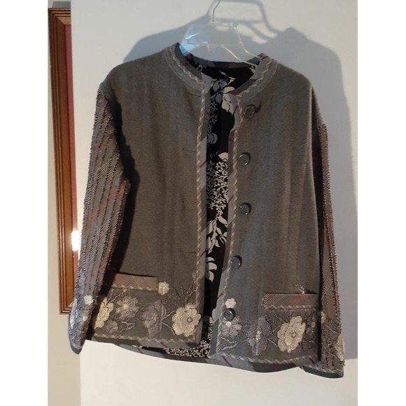 Koos van den akker jacket blazer 18 1x black reversible coat vintage lagenlook - Picture 2 of 8